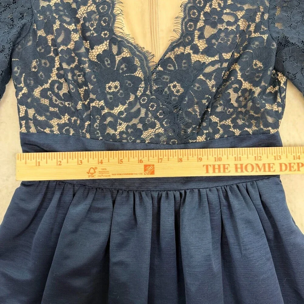 Eliza J Lace & Faille Women's Navy Blue Fit Flare Empire Waist Evening Dress 2_7